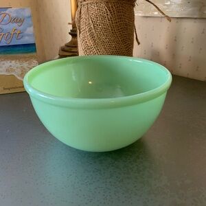 Fire King Jadeite, oven ware, mixing bowl, beaded edge. 7 inch diameter, 4 tall.
